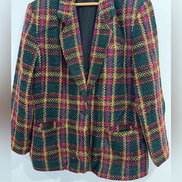 Vintage Talbots Plus Tweed Colorful plaid Blazer 20 - Picture 5 of 13
